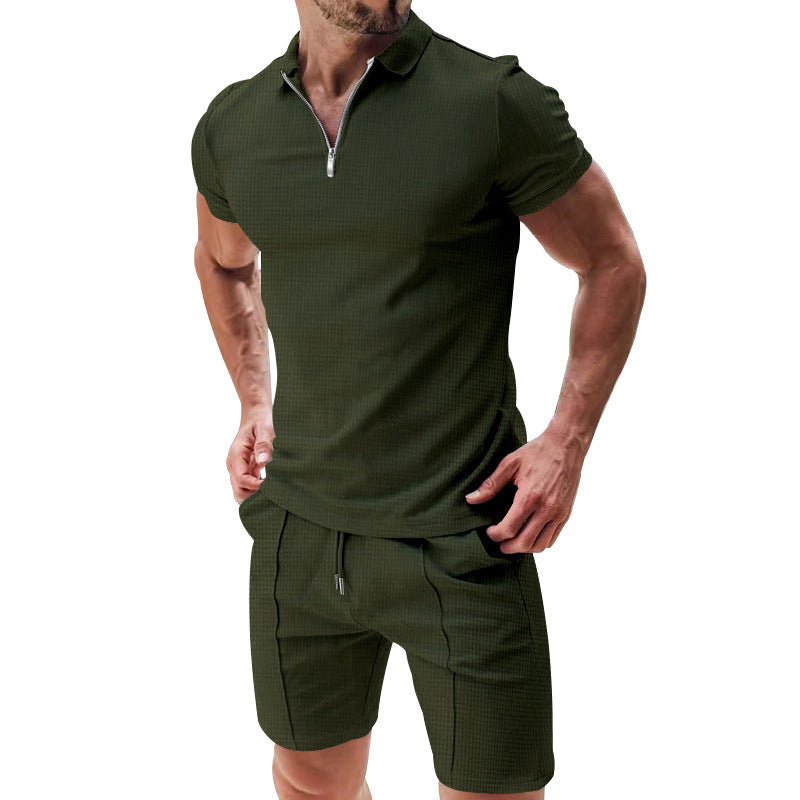 Conjunto de verano de 2 piezas de gofre para hombre