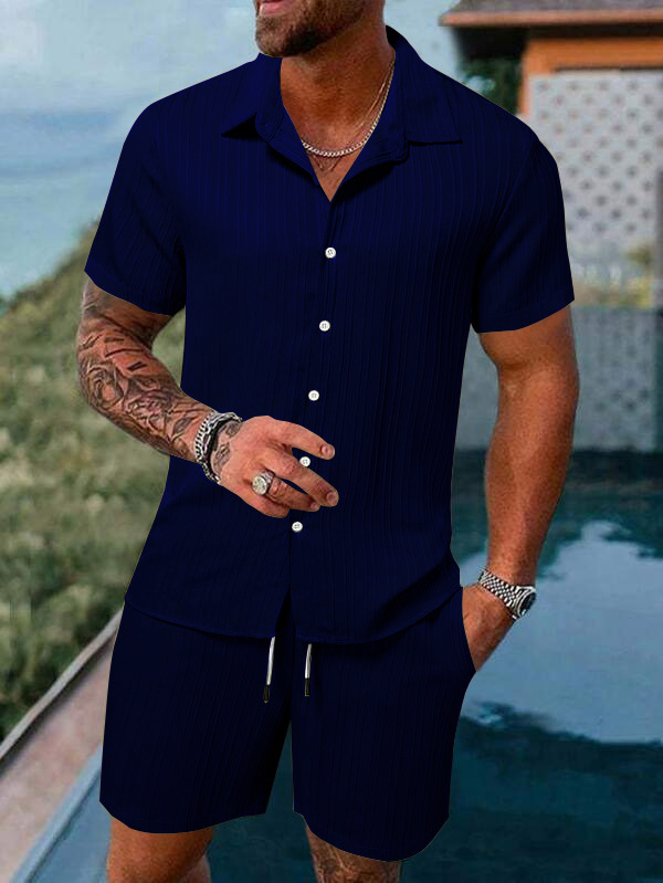 Conjunto de camisa y shorts casual de verano para hombre