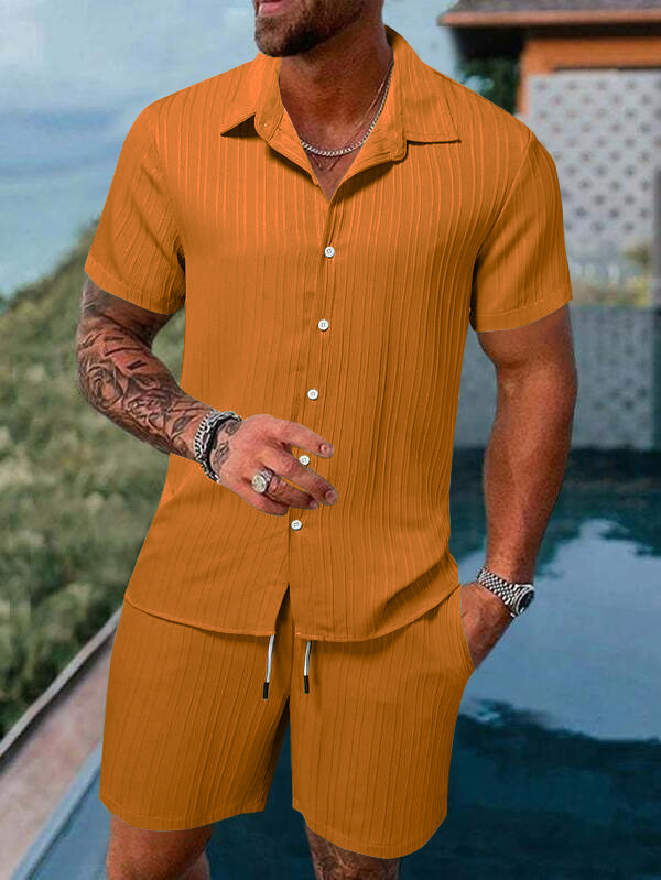 Conjunto de camisa y shorts casual de verano para hombre