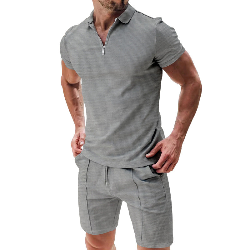 Conjunto de verano de 2 piezas de gofre para hombre