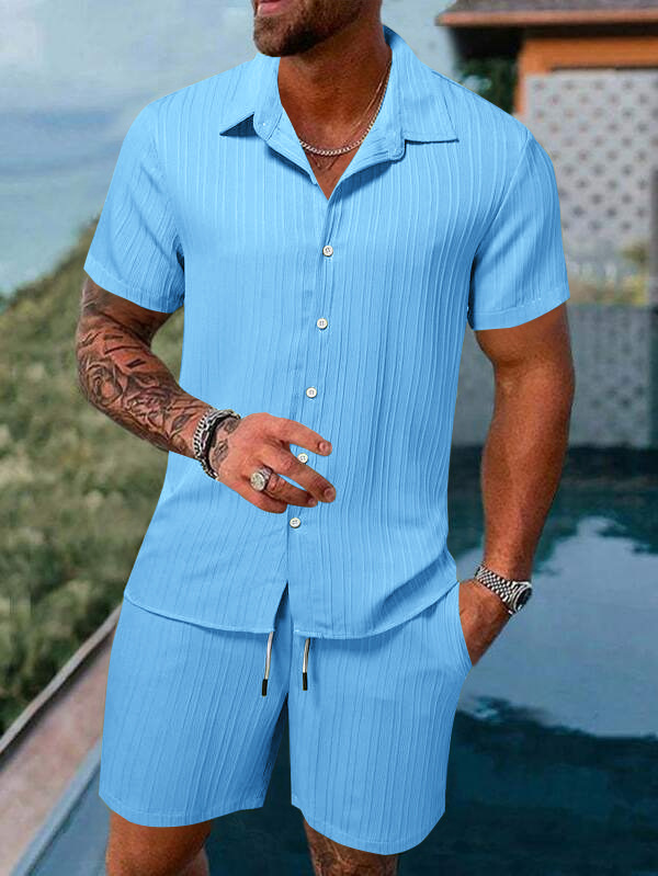 Conjunto de camisa y shorts casual de verano para hombre