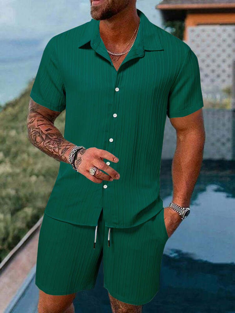 Conjunto de camisa y shorts casual de verano para hombre