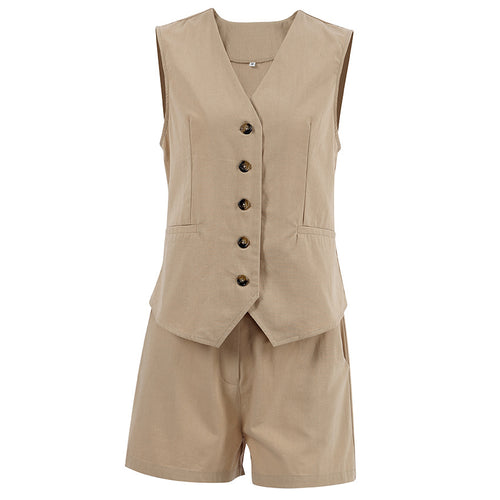 Conjunto de chaleco y shorts de verano elegante