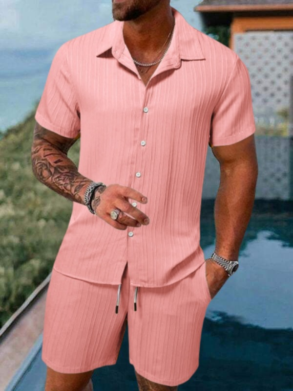 Conjunto de camisa y shorts casual de verano para hombre