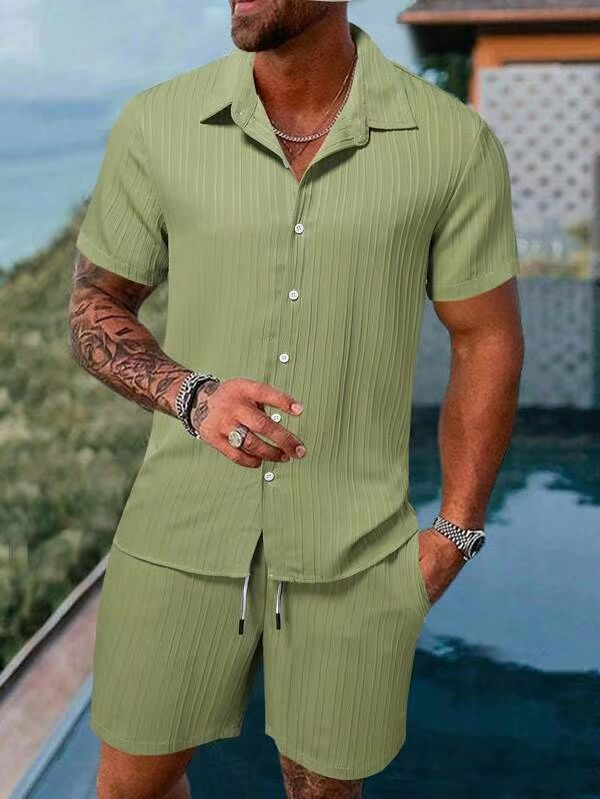 Conjunto de camisa y shorts casual de verano para hombre