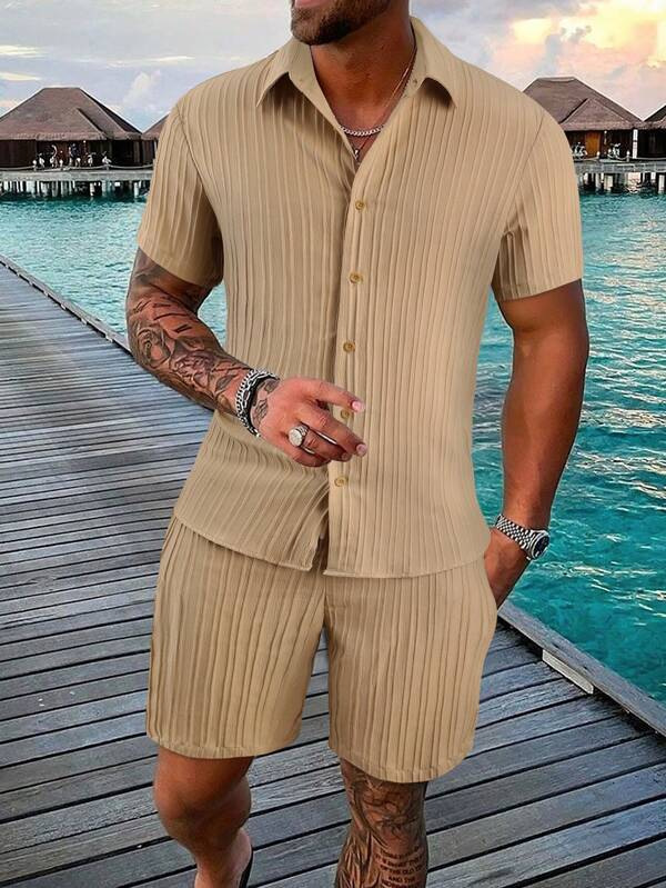 Conjunto de camisa y shorts casual de verano para hombre