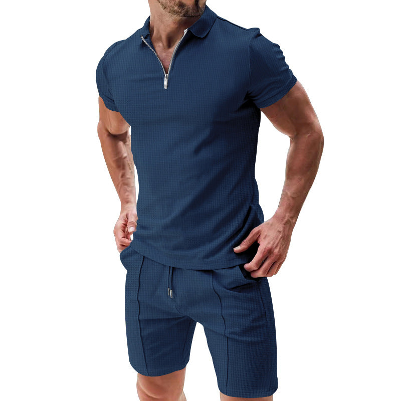 Conjunto de verano de 2 piezas de gofre para hombre