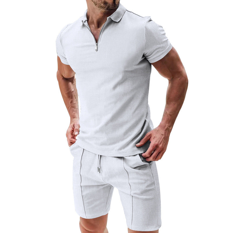 Conjunto de verano de 2 piezas de gofre para hombre