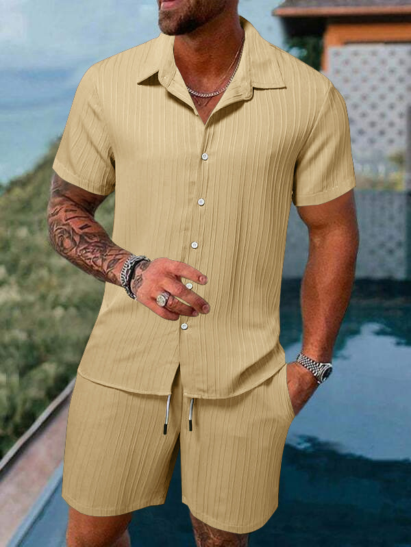 Conjunto de camisa y shorts casual de verano para hombre