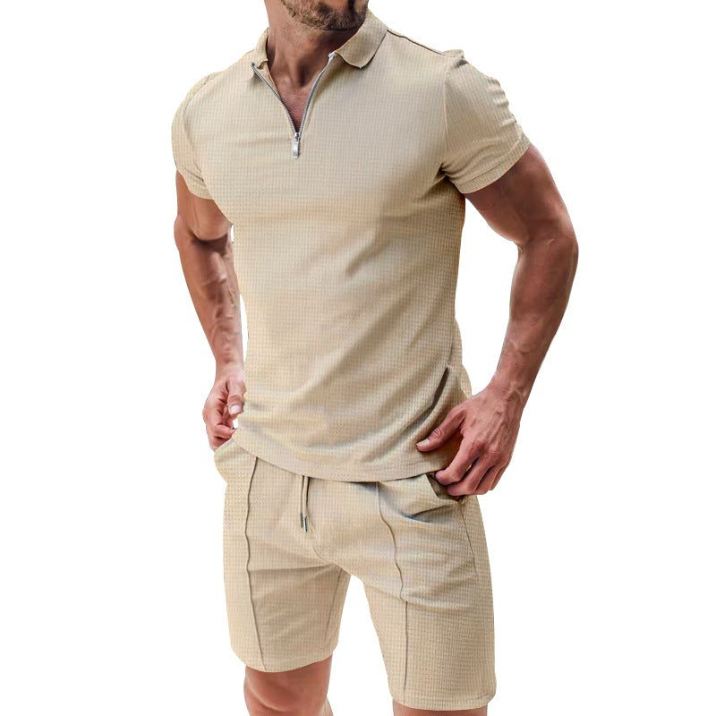 Conjunto de verano de 2 piezas de gofre para hombre