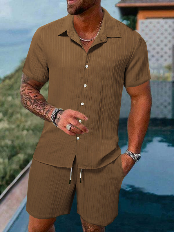 Conjunto de camisa y shorts casual de verano para hombre