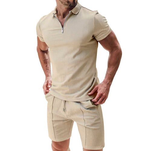 Conjunto de verano de 2 piezas de gofre para hombre
