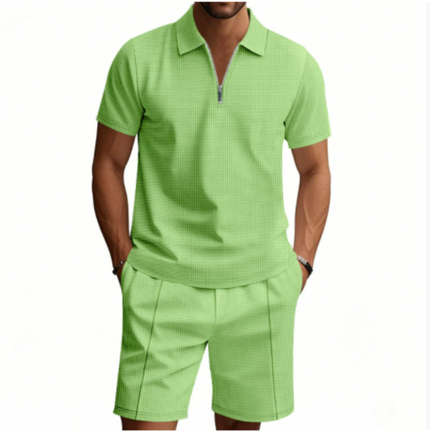 Conjunto de verano de 2 piezas de gofre para hombre