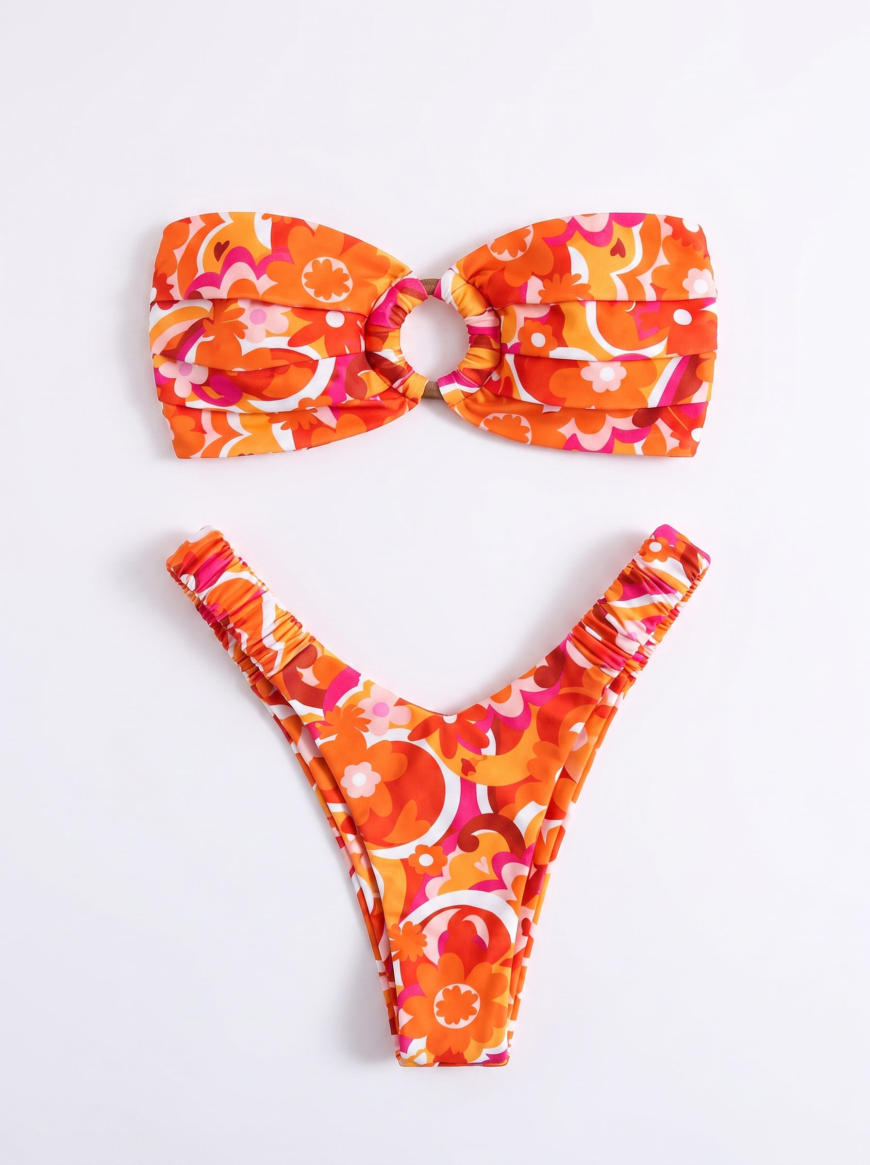 Women's Printed Pleated Bikini