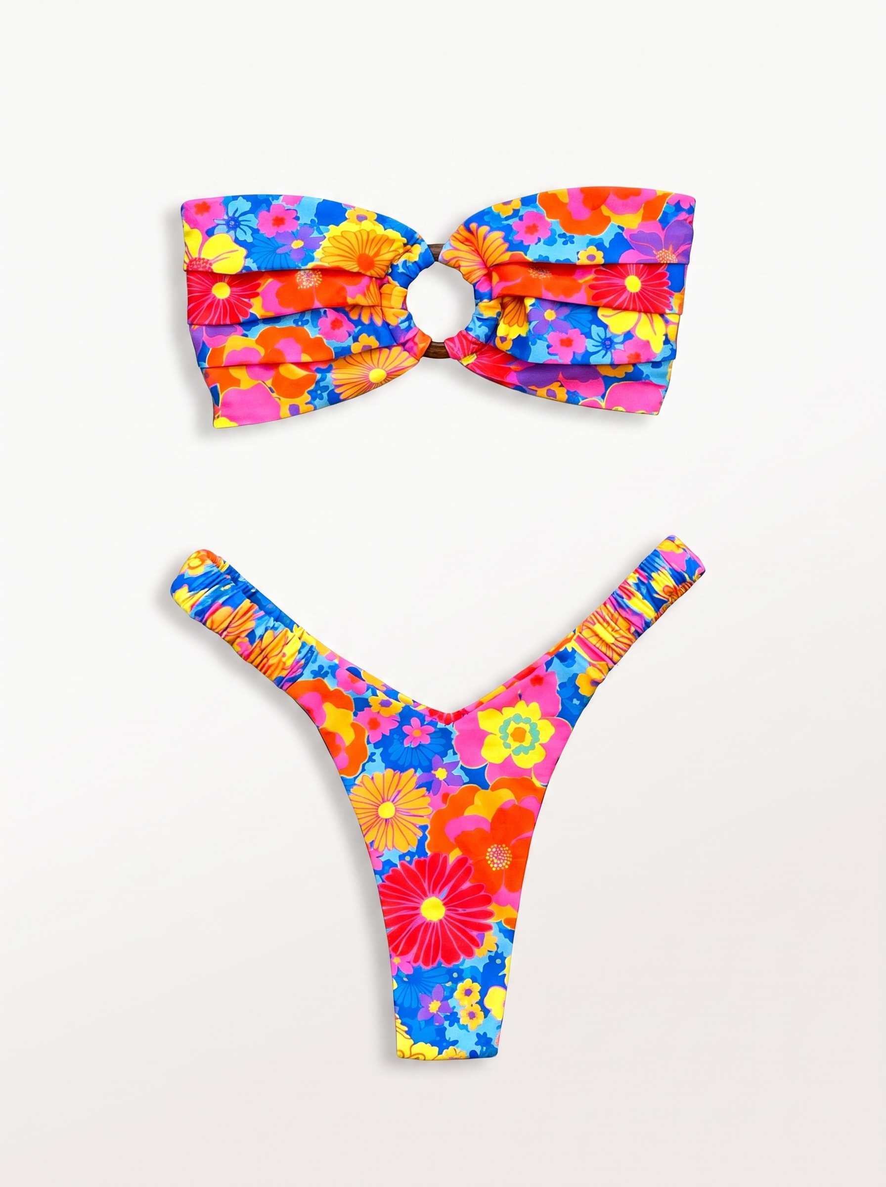 Women's Printed Pleated Bikini